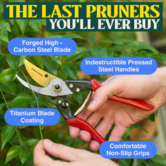 Titanium-coated blade resists rust during garden use