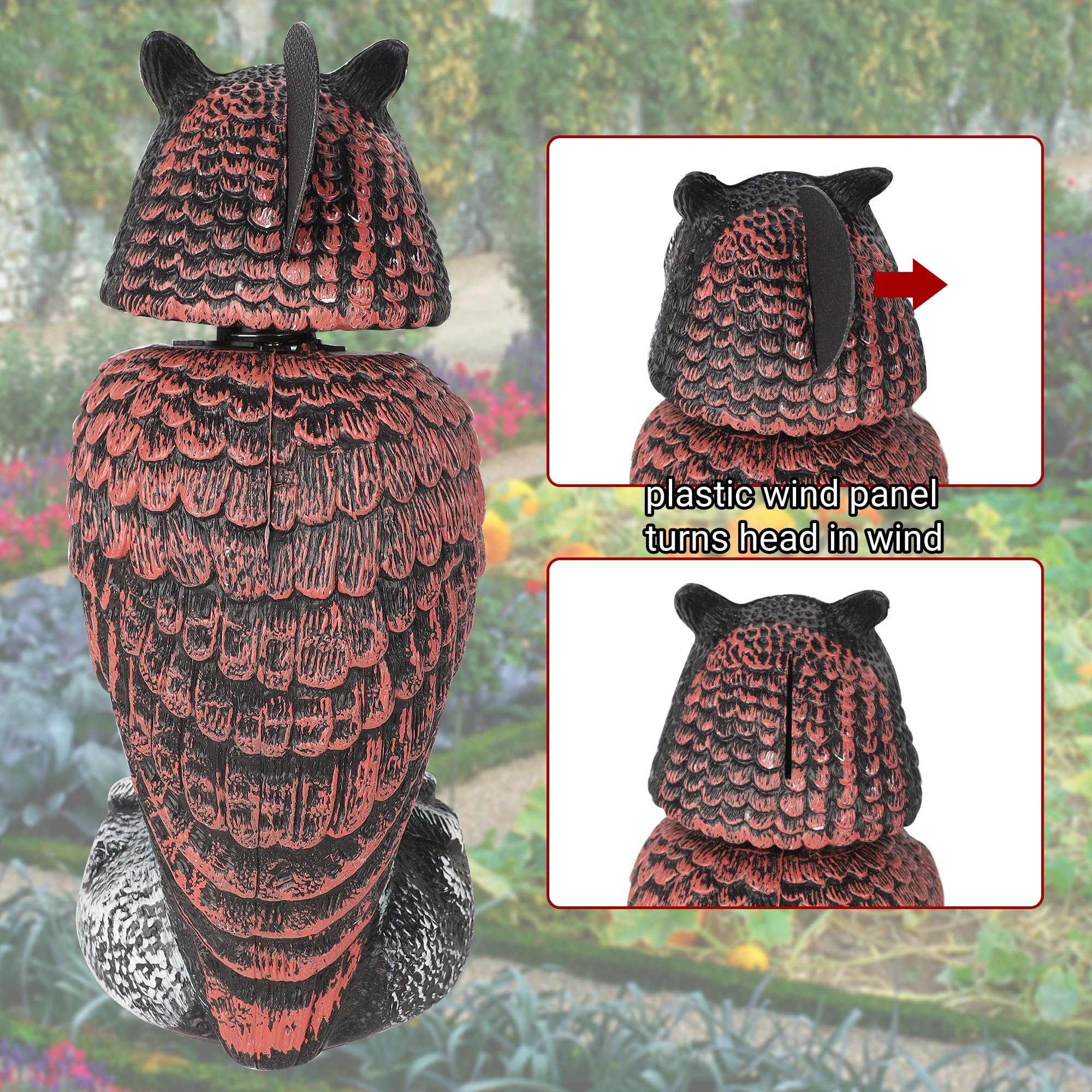 Hausse 2-pack bird repellent owl for versatile garden protection.