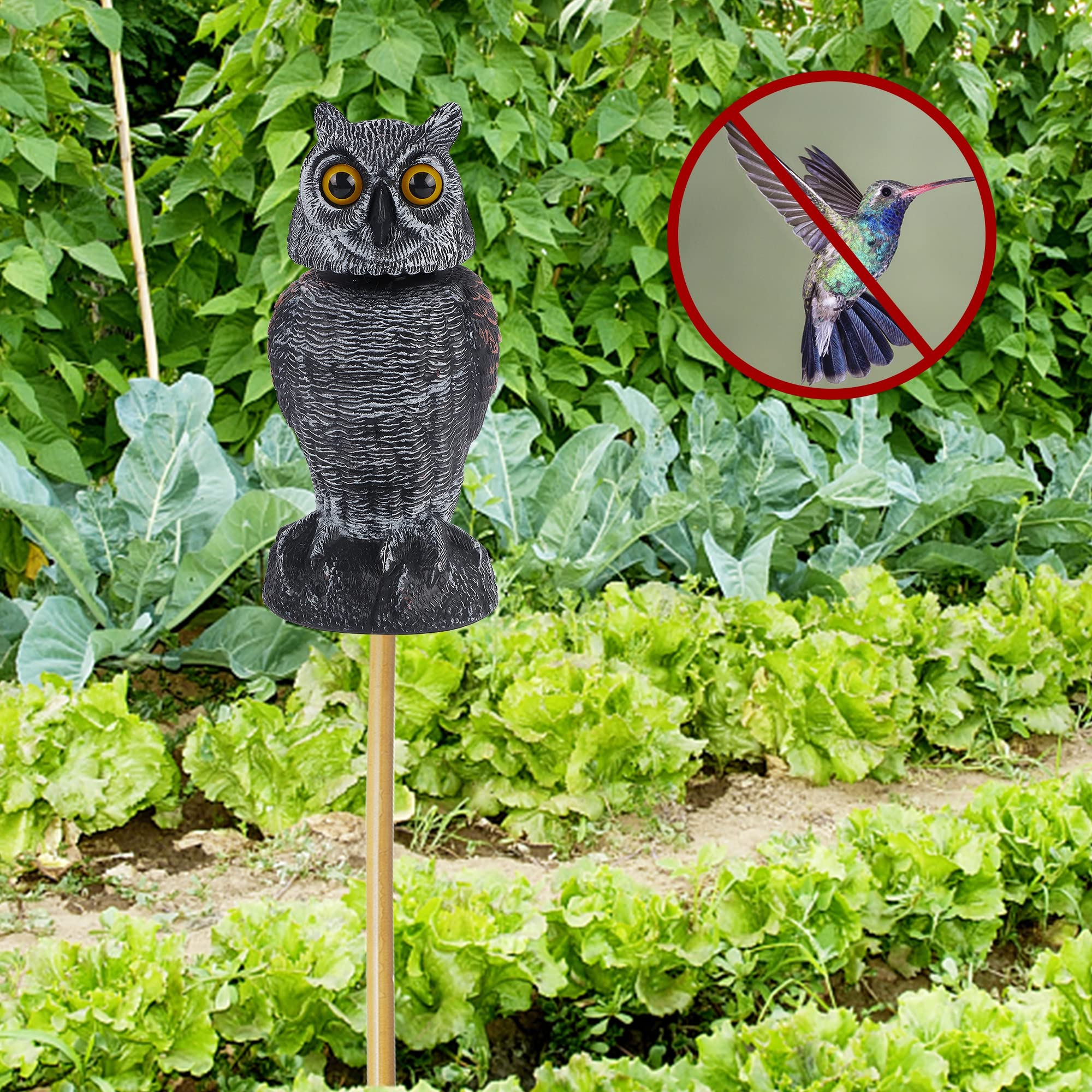 Hausse garden decorative owl deterrent placed on trees or fences to protect crops.