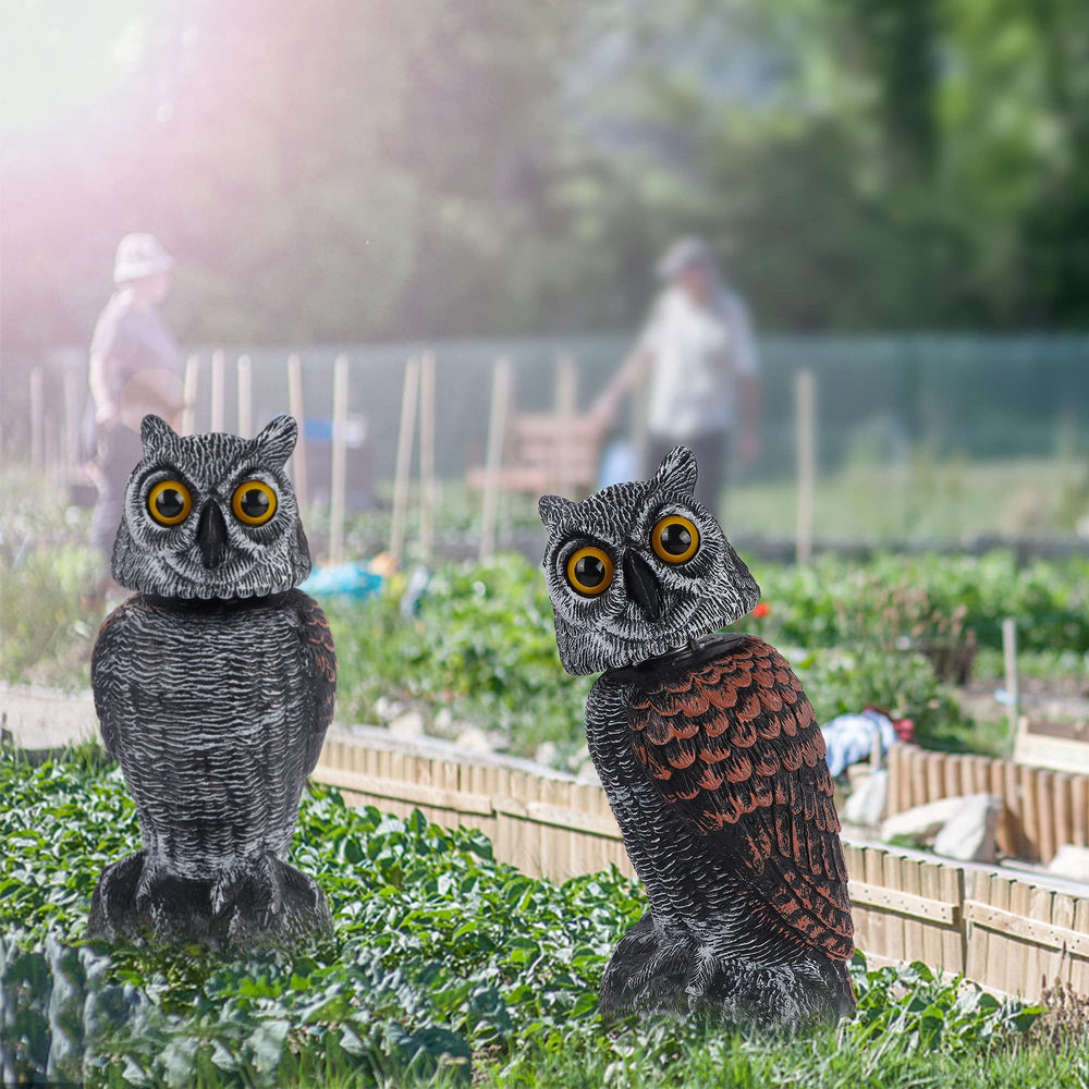Hausse horned owl bird deterrent for farmland and orchards.