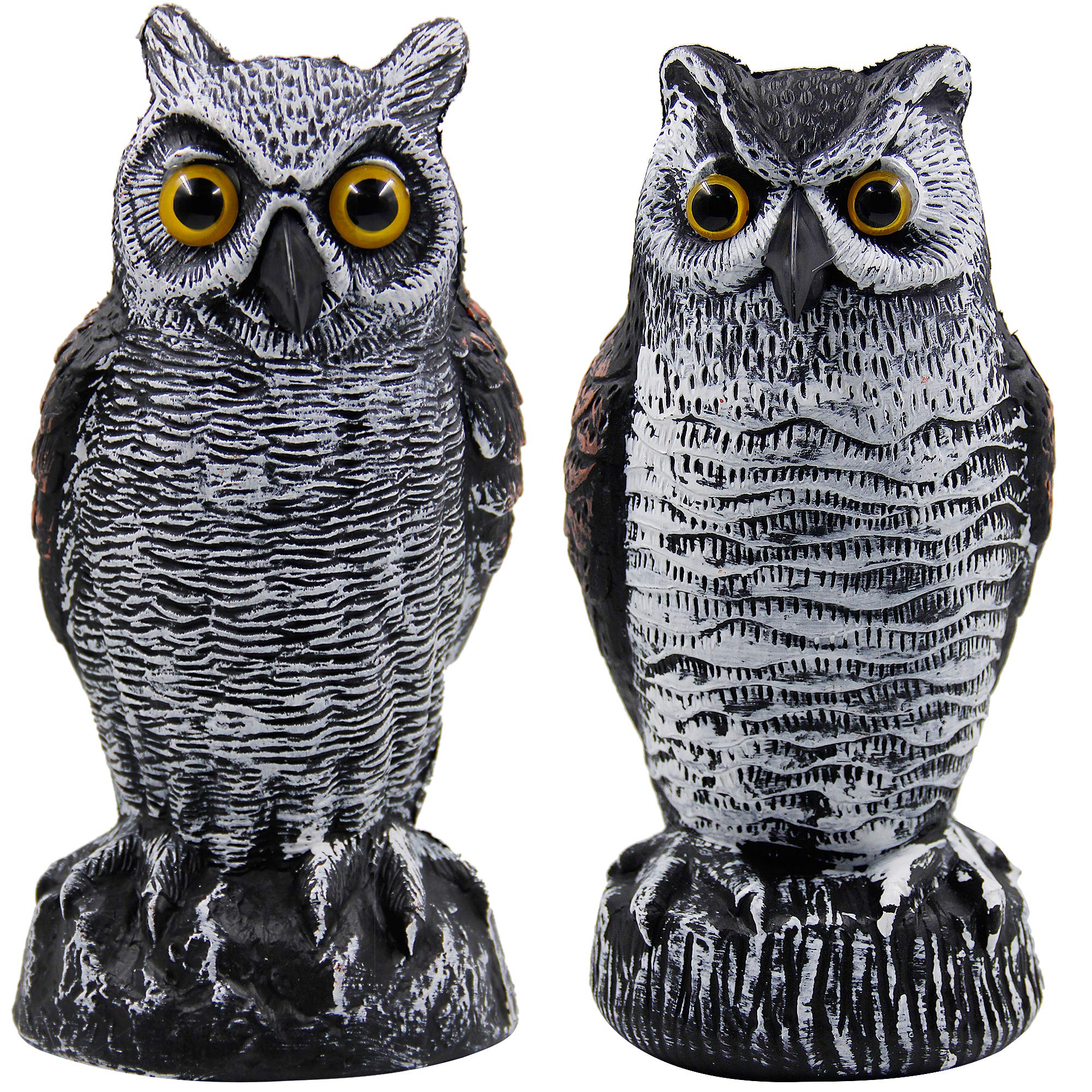 Hausse horned owl 2-pack front view deterring garden birds effectively