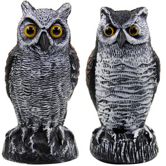 Hausse horned owl 2-pack front view deterring garden birds effectively