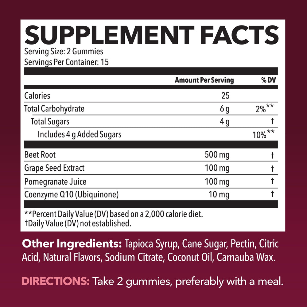 Close up HAVASU Nutrition Beet Root Gummies showing berry texture and flavor