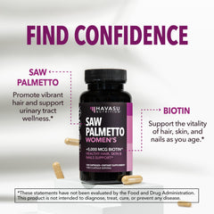 HAVASU NUTRITION vegan saw palmetto bottle with vegan capsules for daily wellness.