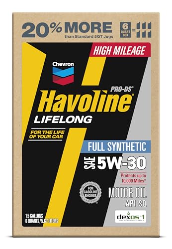 HAVOLINE PRO-DS 5W-30 pouring into pan demonstrates smooth lubrication for reliable starts.