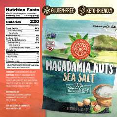 Hawaiian Macadamia Nut Company dry roasted with sea salt delivers golden crunch.