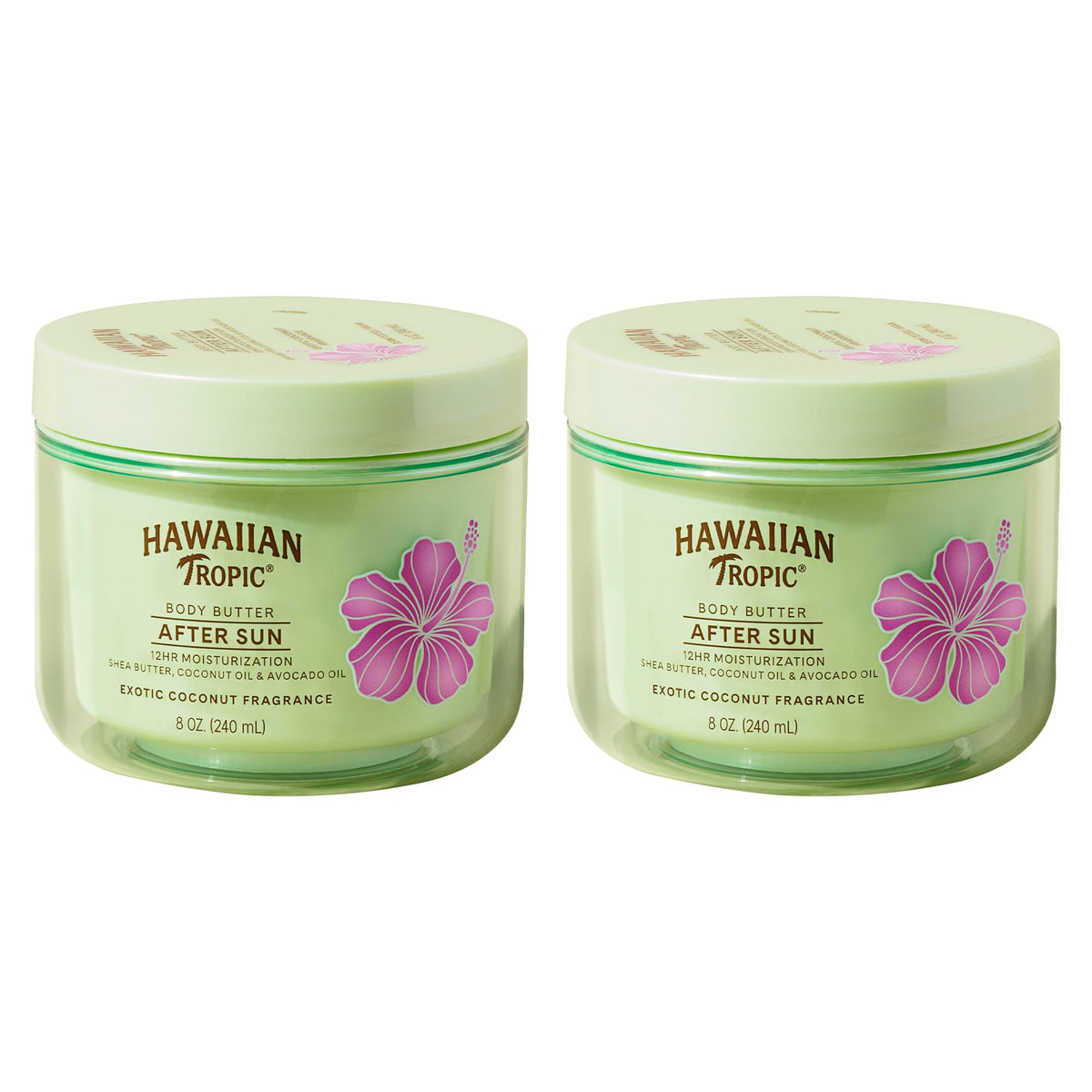 Hawaiian Tropic after-sun butter texture enriched with coconut oil for hydration