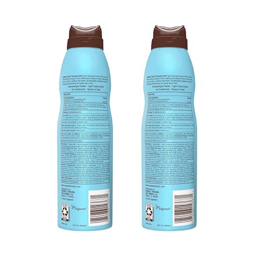 Hawaiian Tropic clear spray formula for non-greasy use.