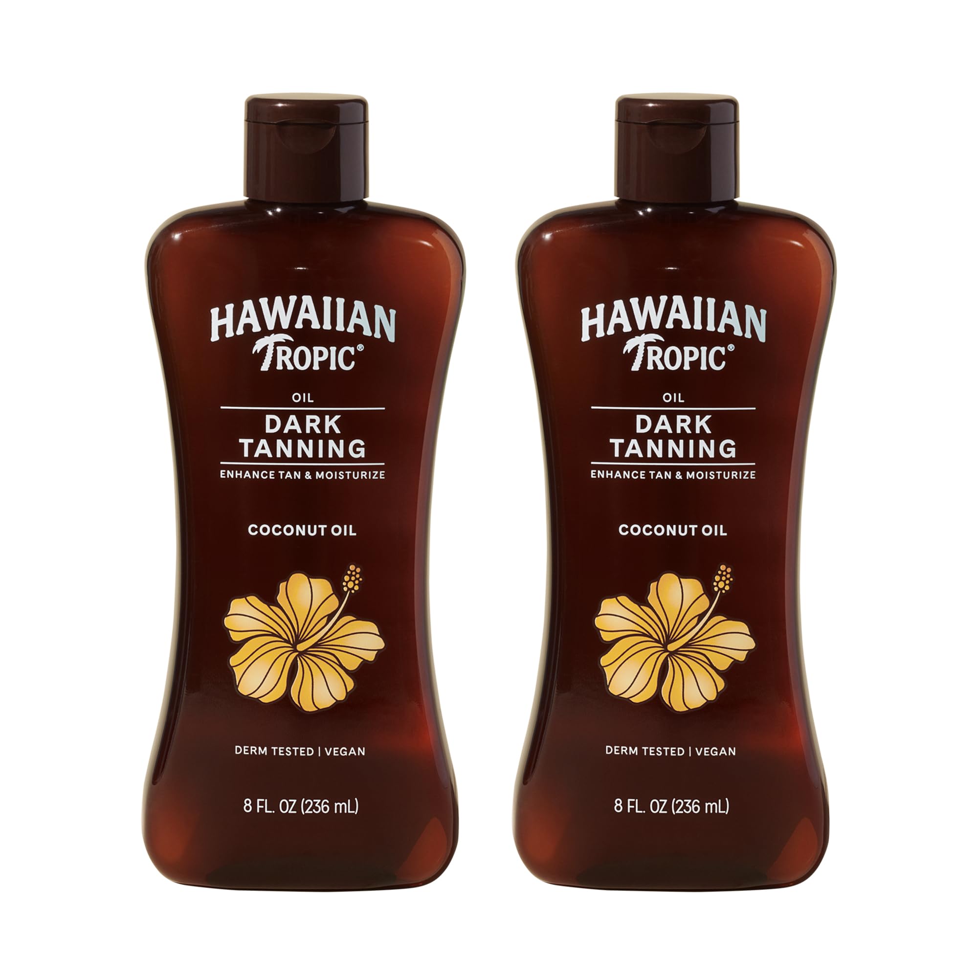 Hawaiian Tropic Dark Tanning Oil bottle on sandy beach for hydration