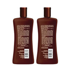Close-up pour of Hawaiian Tropic Dark Tanning Oil showing cocoa butter