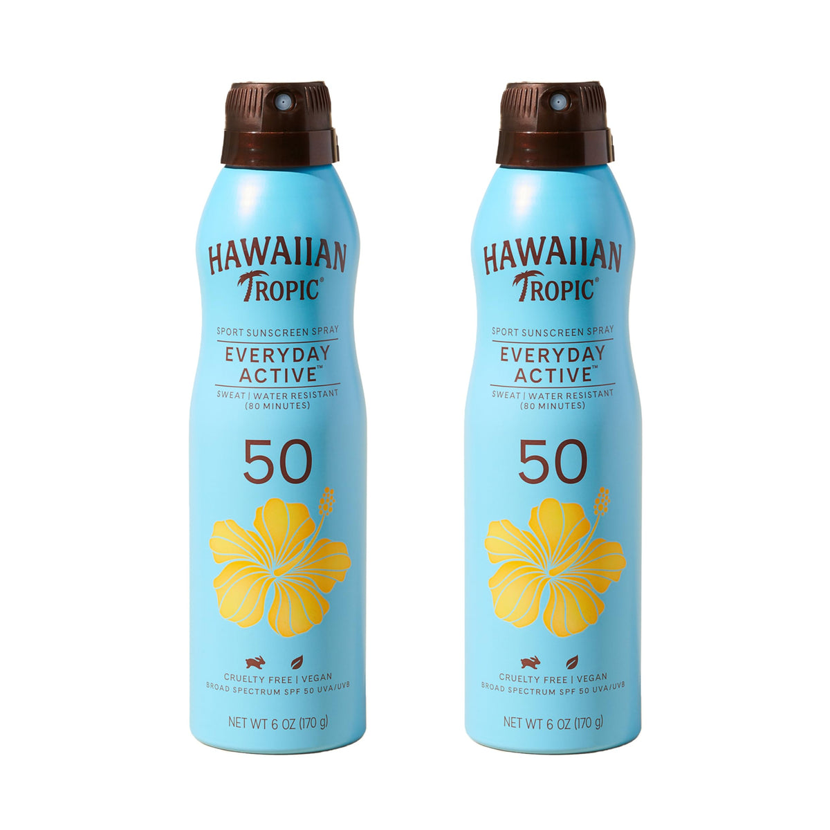 Hawaiian Tropic Everyday Active Spray bottle for quick, even sun protection.