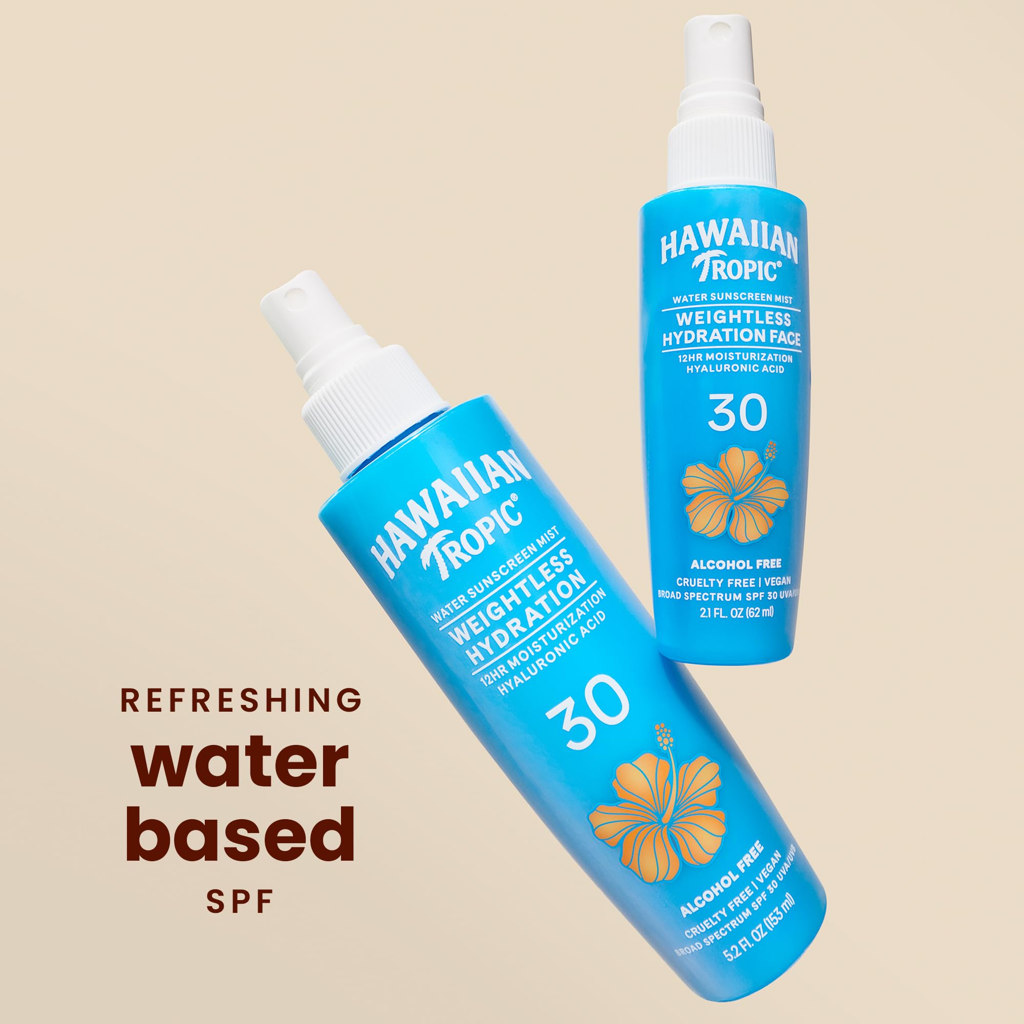 Close-up of spray application delivering a fine, breathable sunscreen mist.