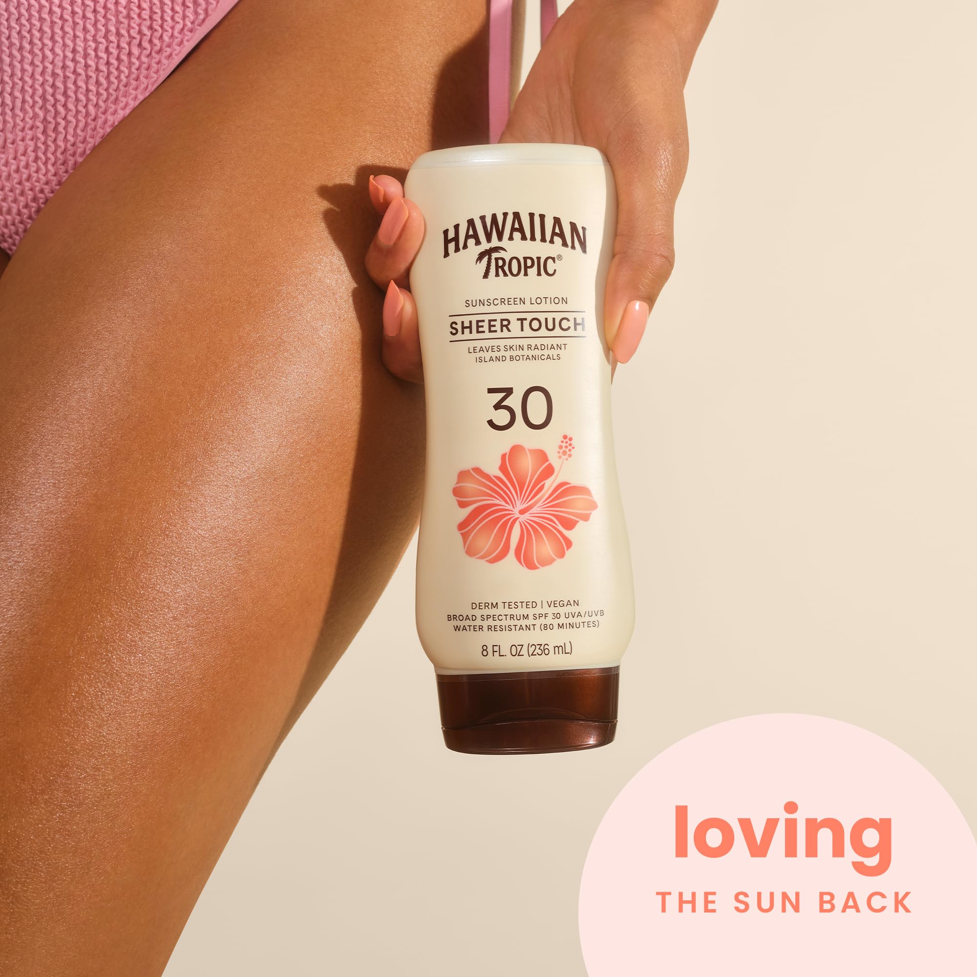 Hawaiian Tropic Sheer Touch SPF 30 aroma evokes iconic island scent.