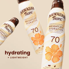 Hawaiian Tropic SPF 70 clear spray provides fast, even coverage with no white residue.