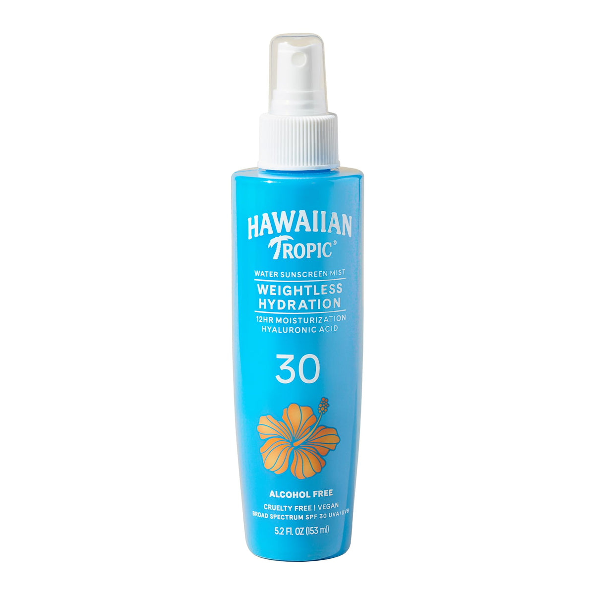 Hawaiian Tropic Water Mist SPF 30 bottle delivering lightweight hydration.