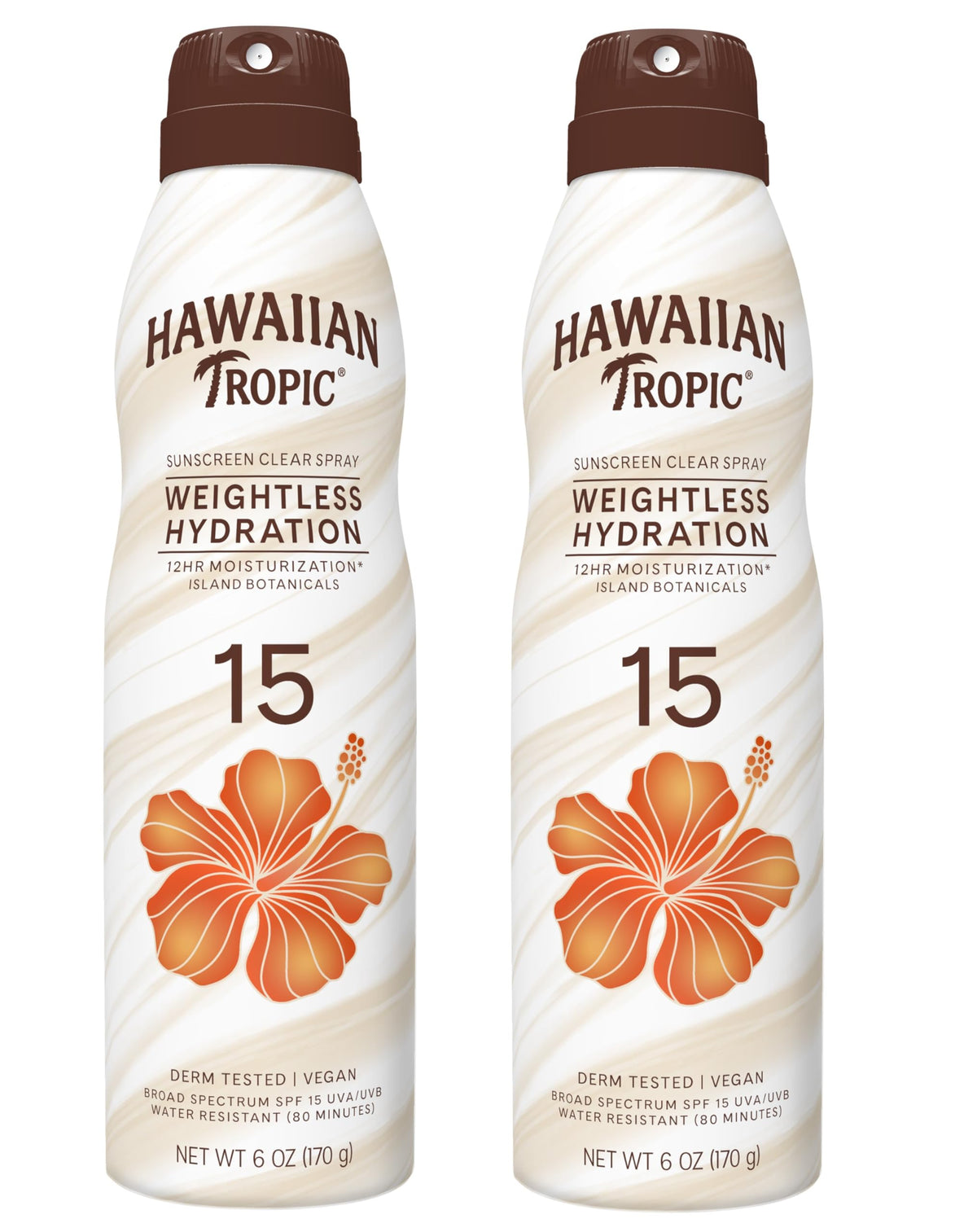 Hawaiian Tropic Weightless Hydration SPF 15 twin pack for quick sun protection