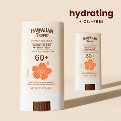 Hawaiian Tropic Weightless Hydration Stick SPF 60 plus fits easily into pockets for on the go protection