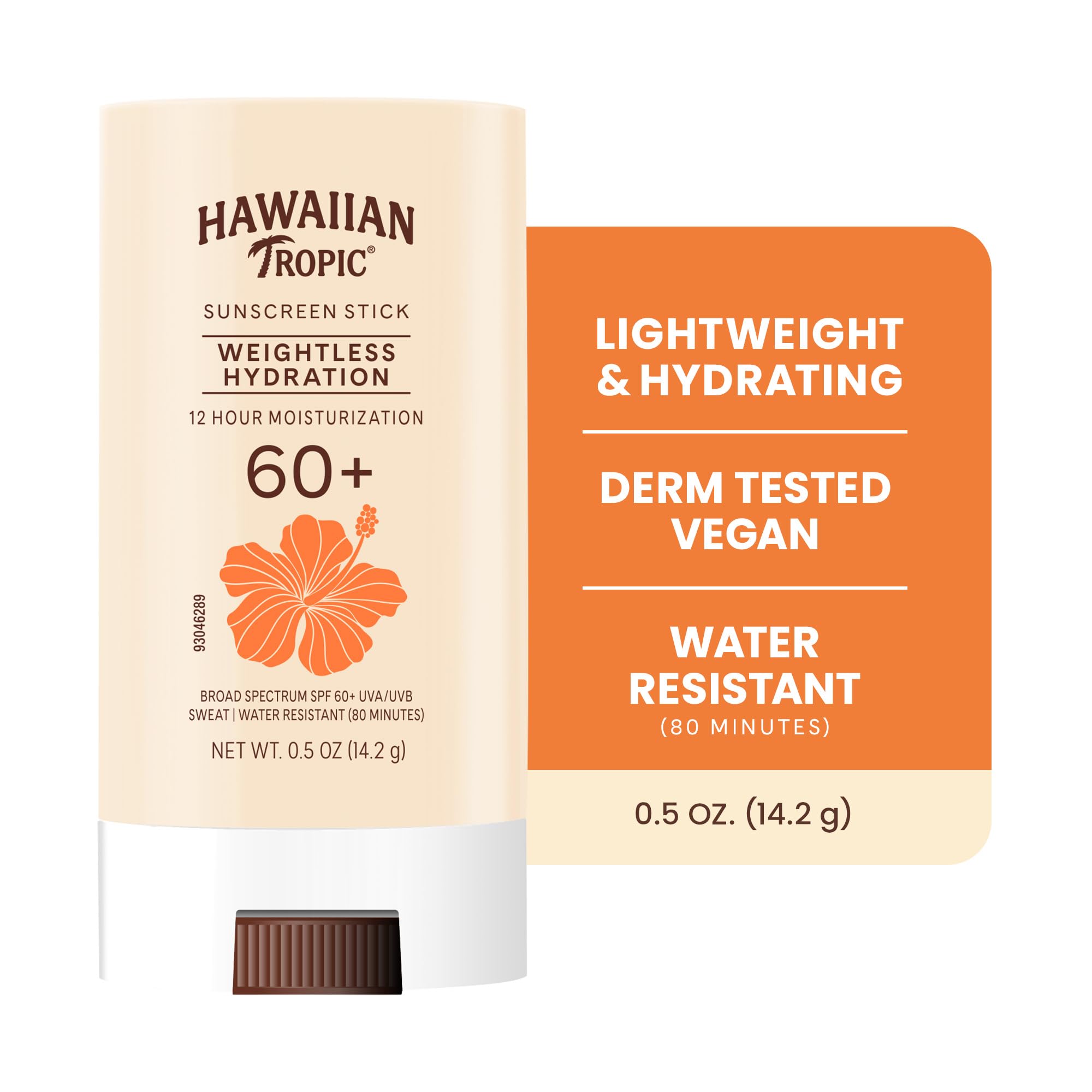 Hawaiian Tropic Weightless Hydration Stick SPF 60 plus swatch shows clear non white finish