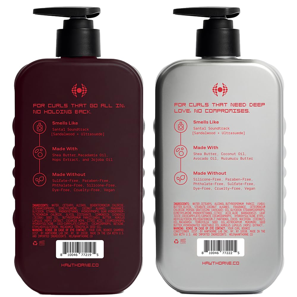 Hawthorne 16 oz bottles ready for a full curl care routine.