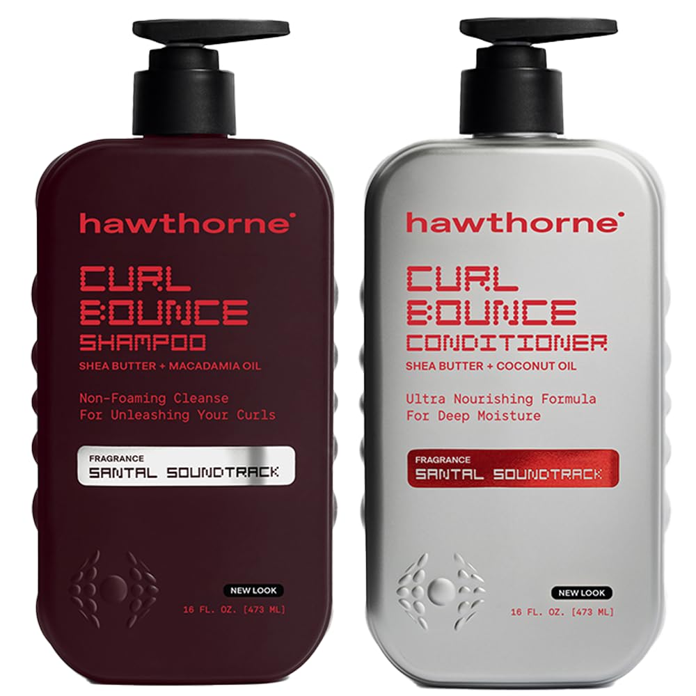 Hawthorne Curl Bounce shampoo bottle front, sulfate-free hydration for textured hair.