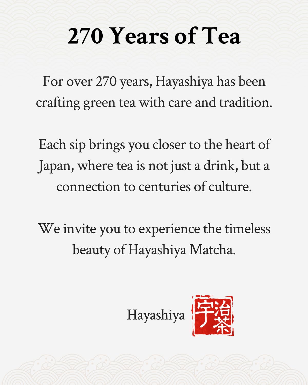HAYASHIYA Matcha latte cup, steaming aroma suggesting creamy, balanced energy from ceremonial grade powder.