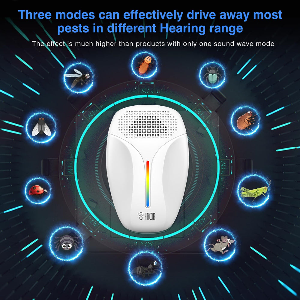 Haycone Upgraded Ultrasonic Repeller side profile shows compact plug-in design for discreet use.