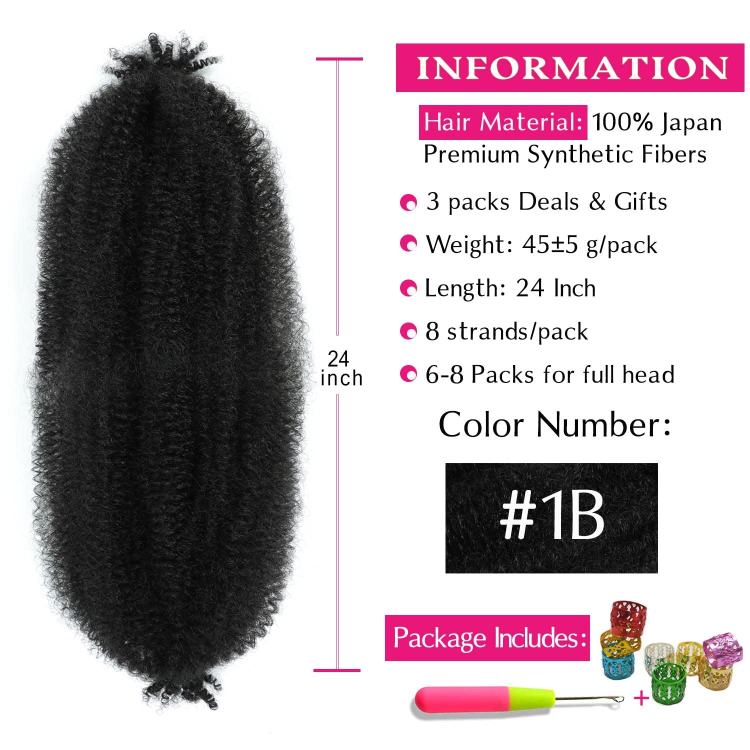 Hbegant Afro Twist texture close-up highlights pre-fluffed, easy-install strands