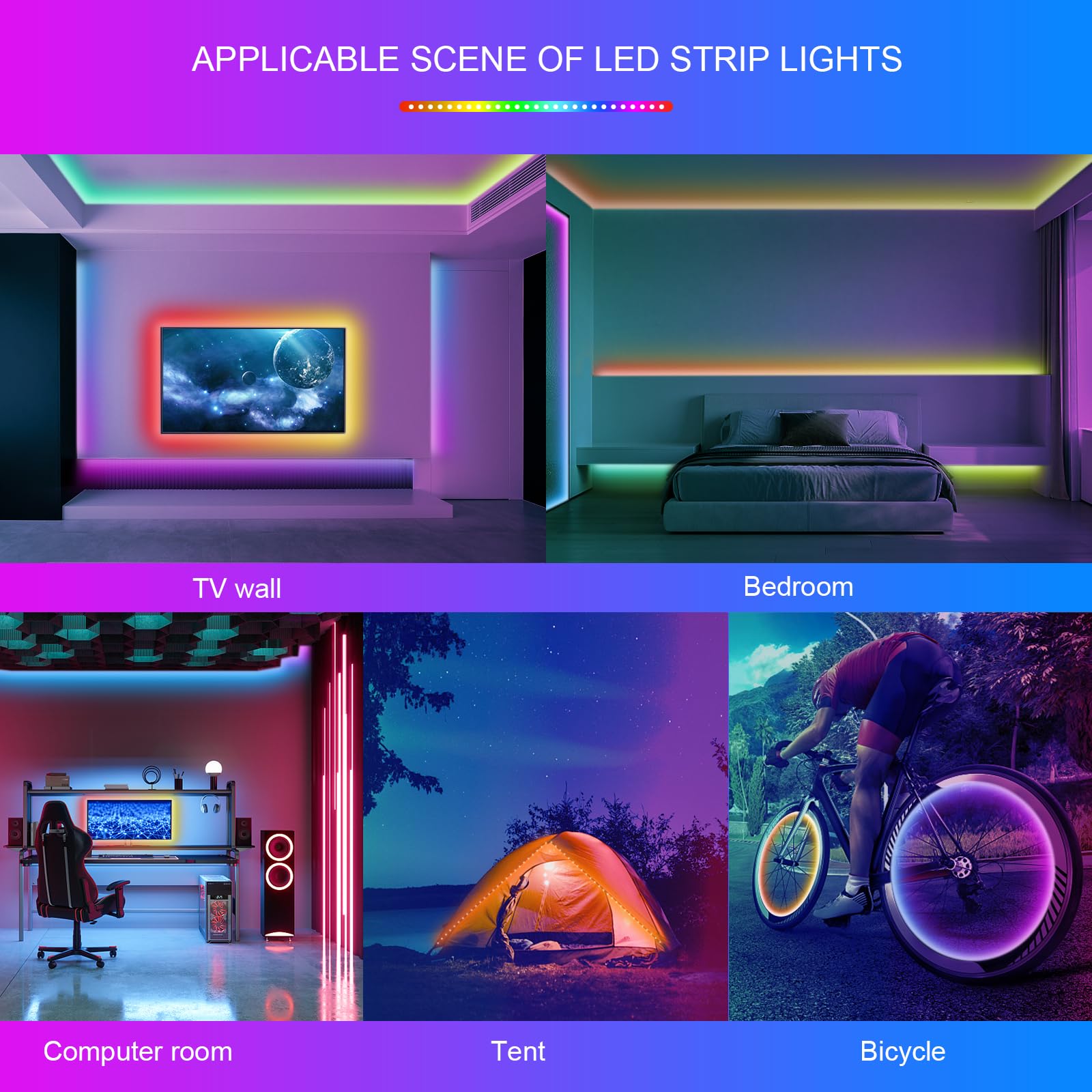 HBOWMDJIA easy-install LED strip on a clean wall surface.