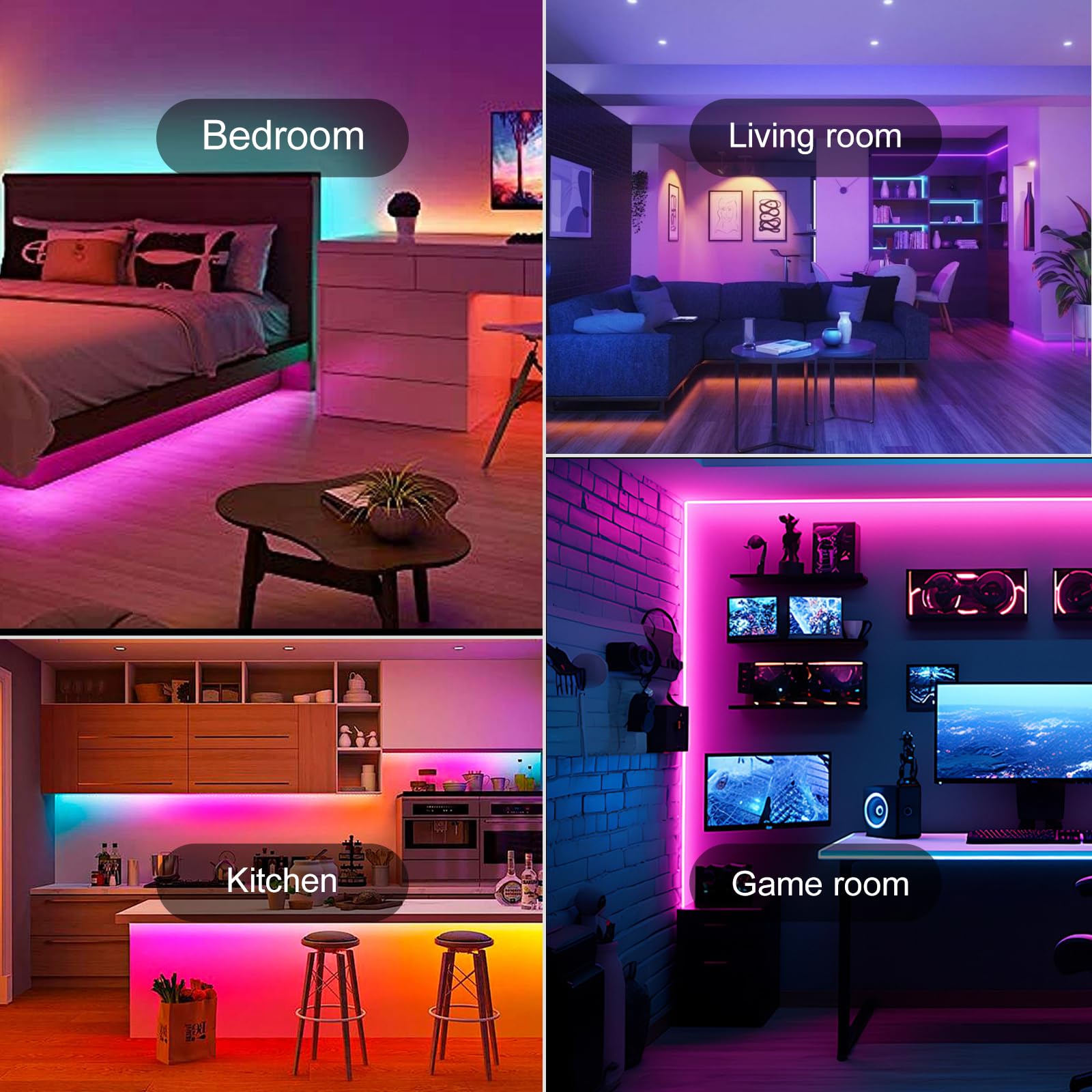 HBOWMDJIA room-decor-friendly LED strip enhances bedrooms and living spaces.