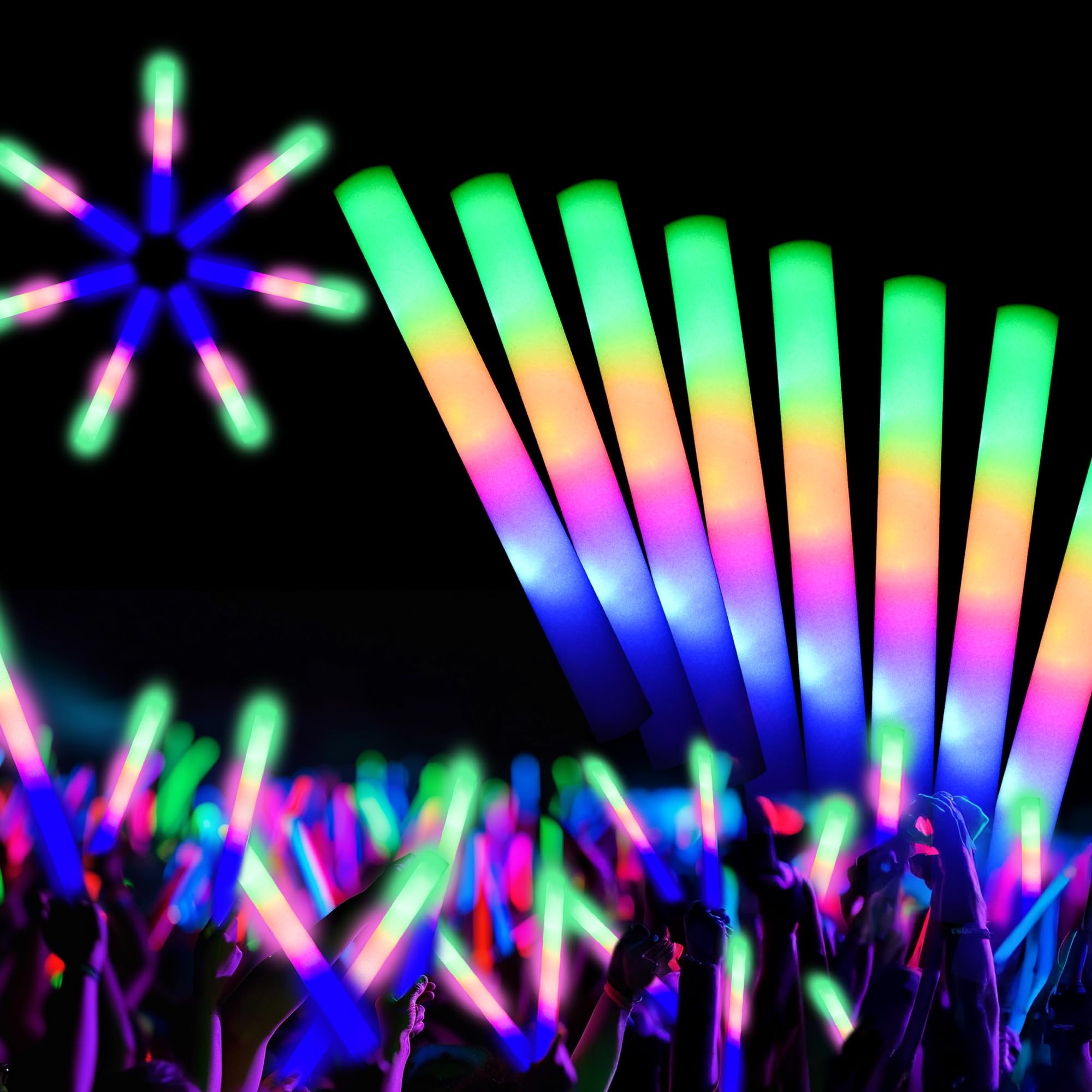 HBYLXTJ SVYIQ foam glow sticks 12-pack illuminate parties with vibrant colors.