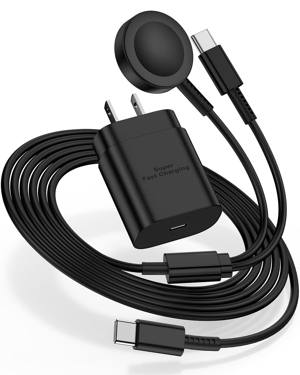 Hcoob 2in1 Samsung watch and phone charger with a 6ft cable for convenient home charging.