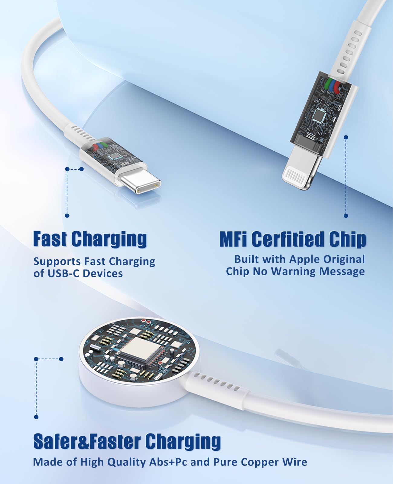 Hcoob 6ft charging cable provides flexible reach for bedside use.