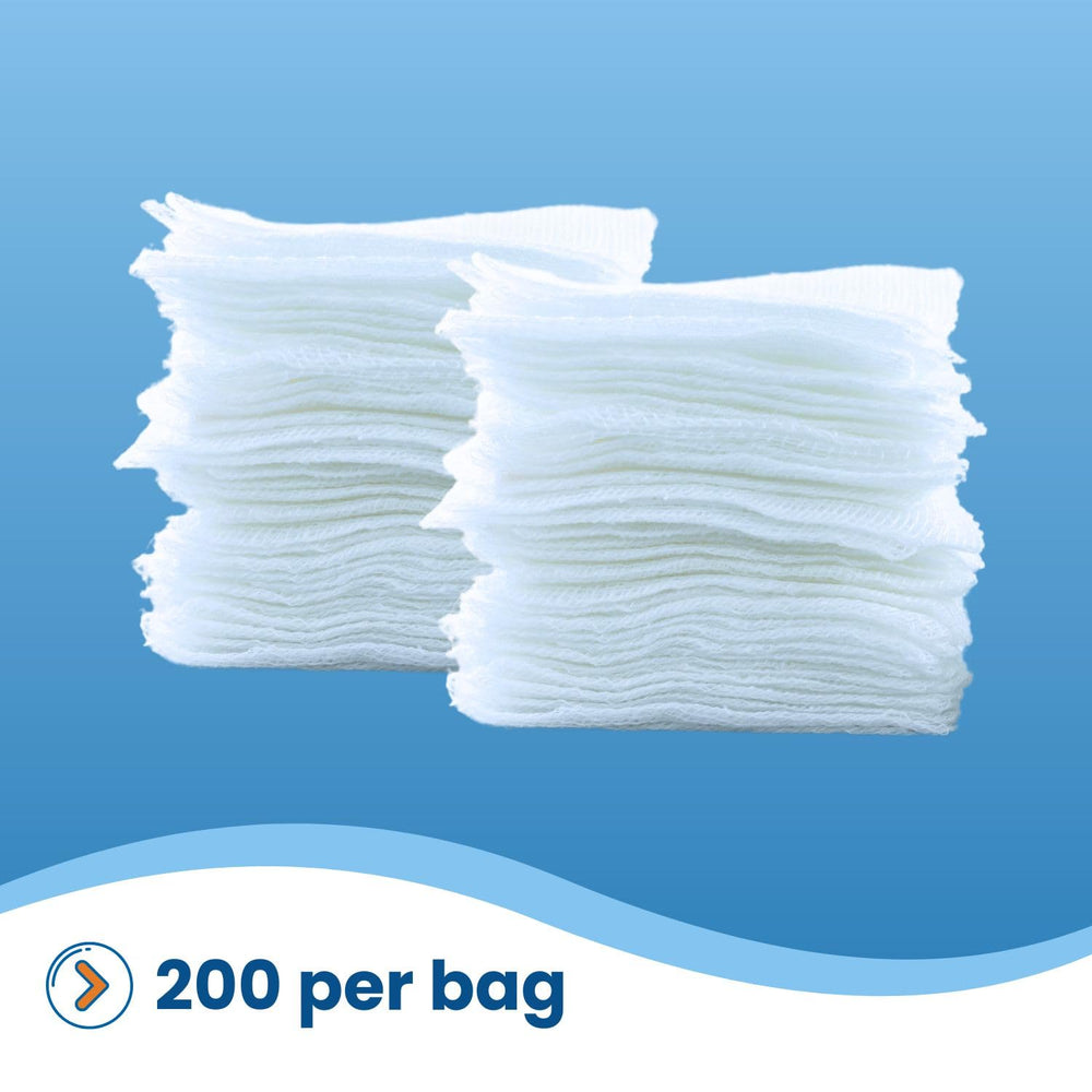 HCS Woven Gauze Sponges 2x2 ideal for clinical settings and care tasks.