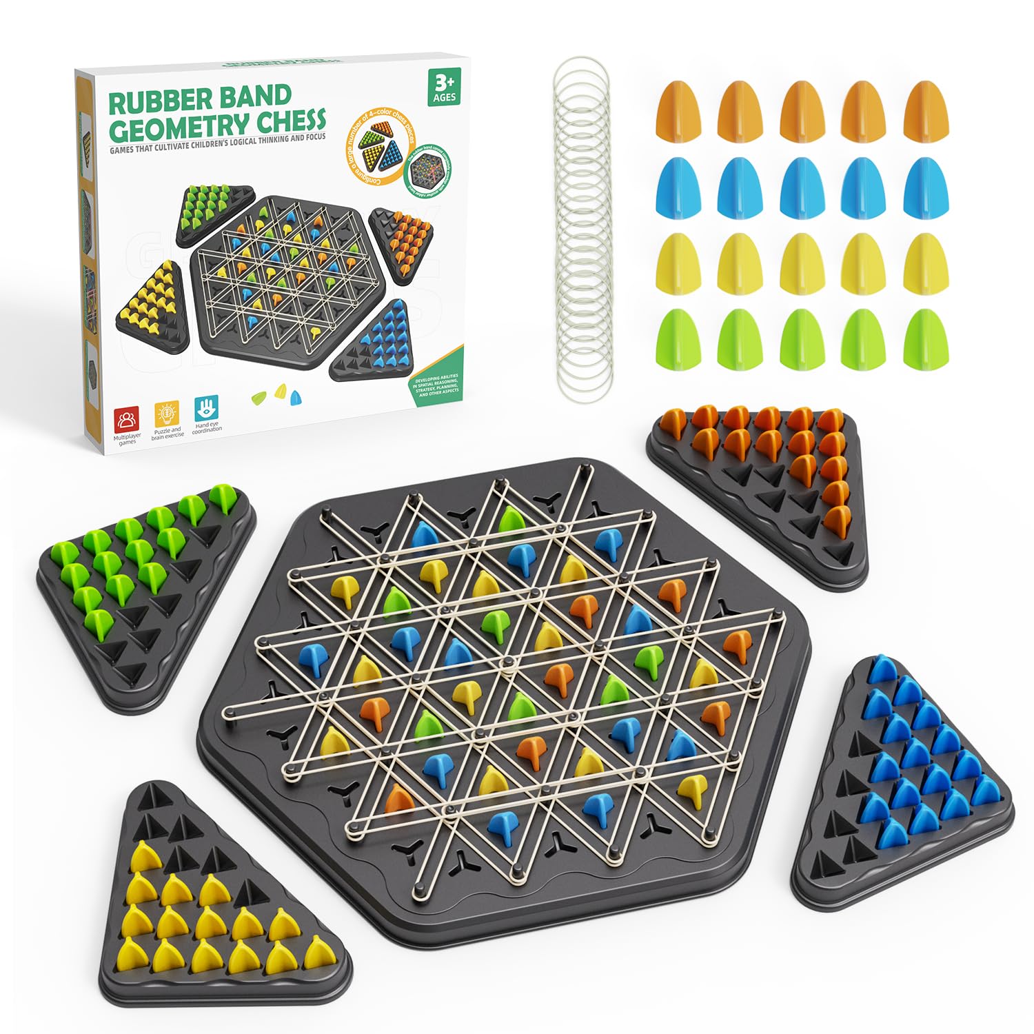 Hcusus Chain Triangle Chess Game board ready for strategic play with family members