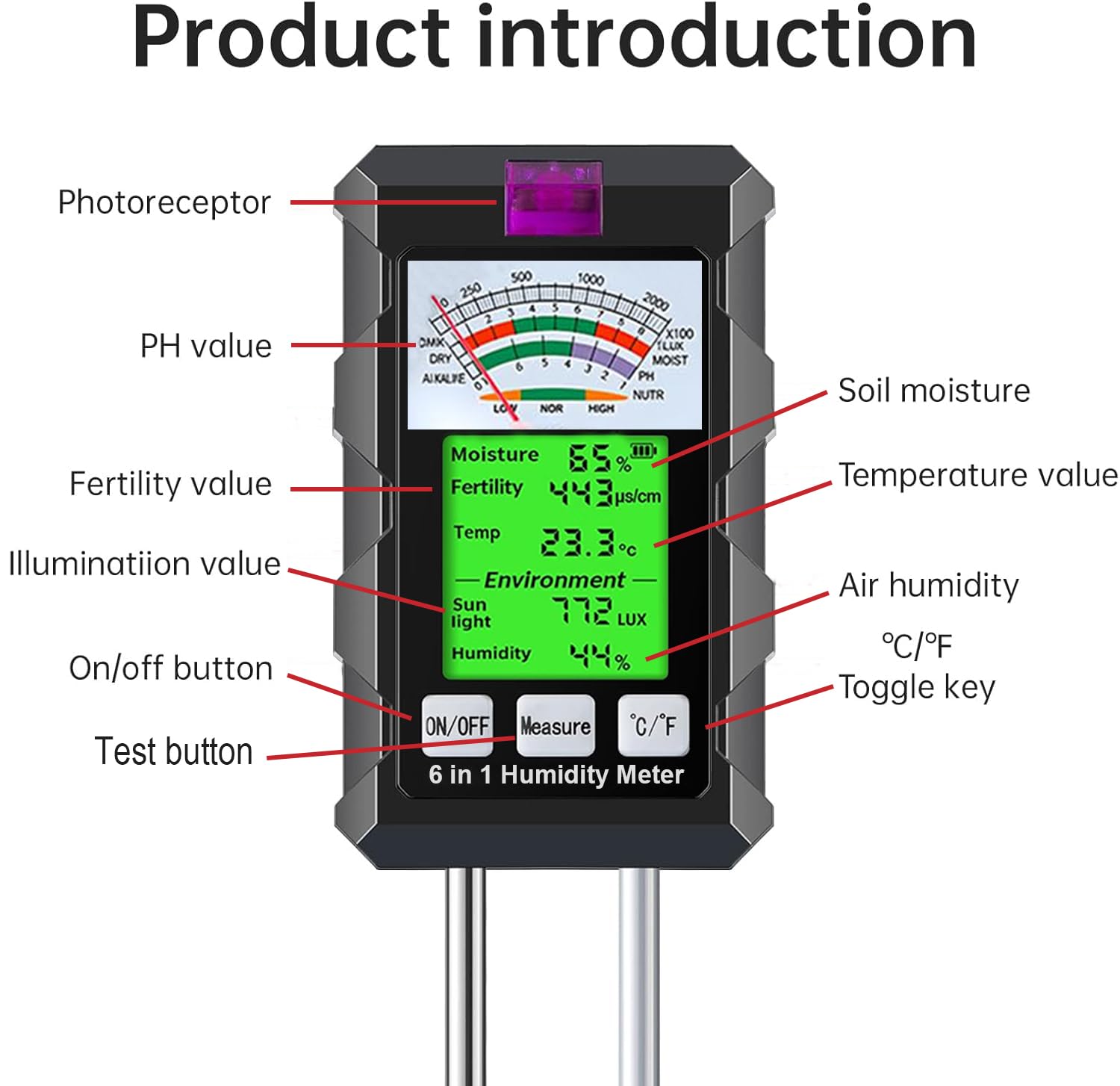 HCZMOPTP no calibration needed—insert and measure soil right away.