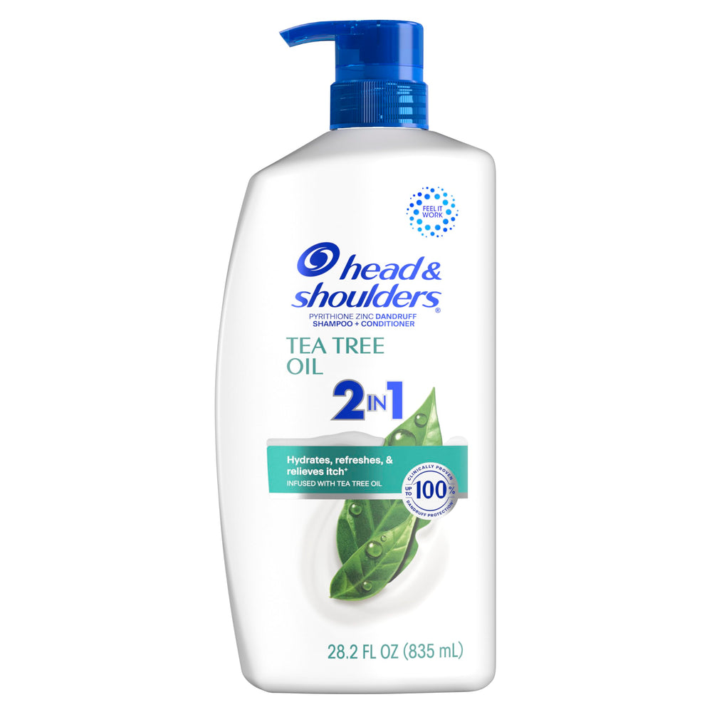 Head & Shoulders Tea Tree 2-in-1 bottle close-up highlighting label and aroma