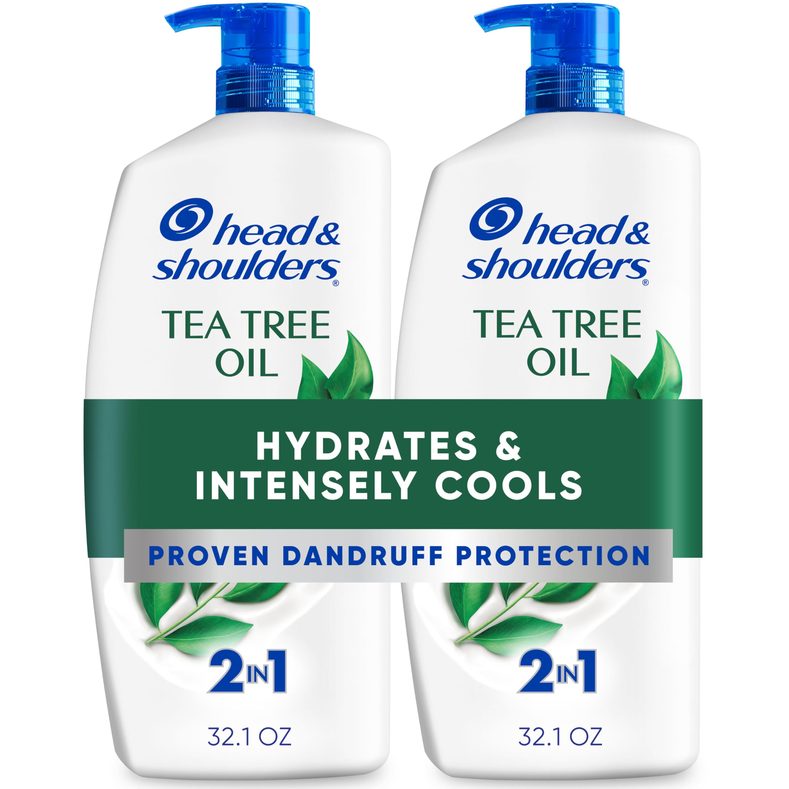 Head & Shoulders tea tree shampoo bottle promotes refreshed scalp after washing