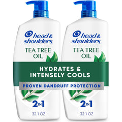 Head & Shoulders tea tree shampoo bottle promotes refreshed scalp after washing