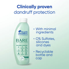 Head & Shoulders BARE eco-bottle closeup highlights sustainable packaging benefits.