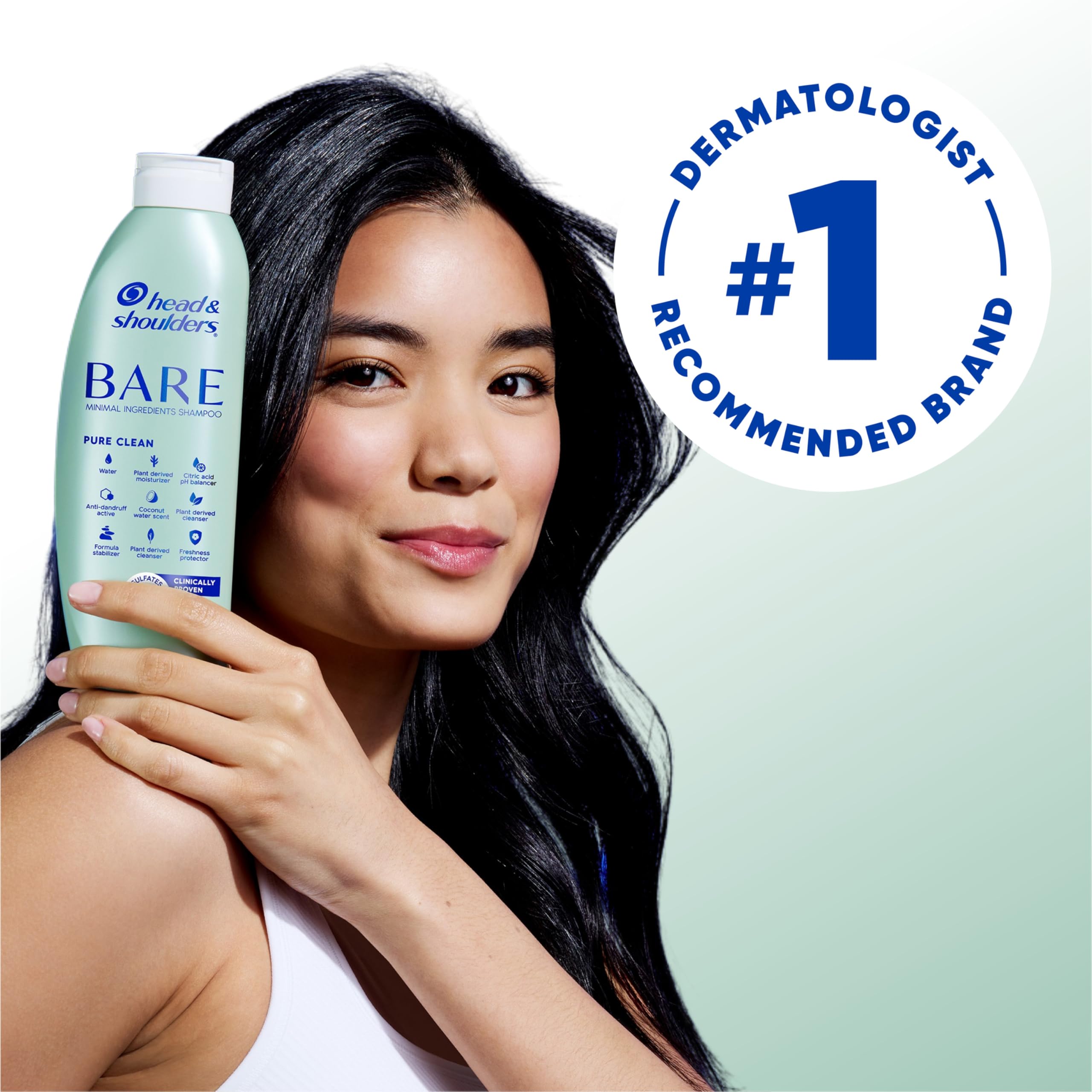 Head & Shoulders BARE ingredients label displays a nine-ingredient formula.