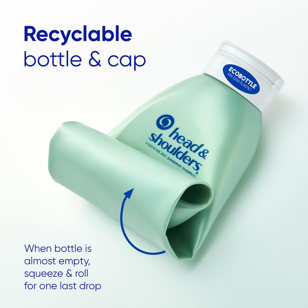 Back label of Head & Shoulders BARE Pure Clean 2in1 bottle with info.