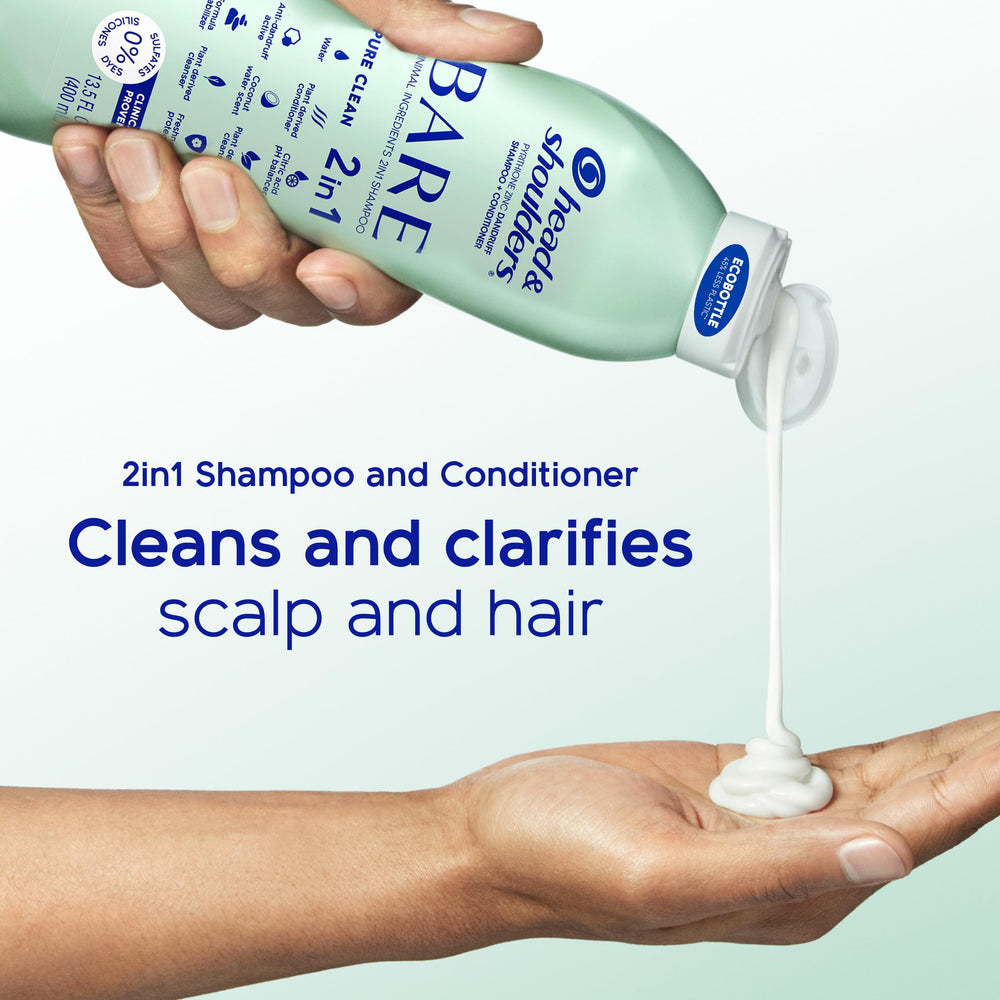 Head & Shoulders BARE Pure Clean 2in1 bottle cap for easy dispensing.