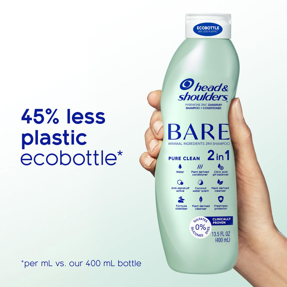 EcoBottle Head & Shoulders BARE Pure Clean 2in1 close-up with reduced plastic.