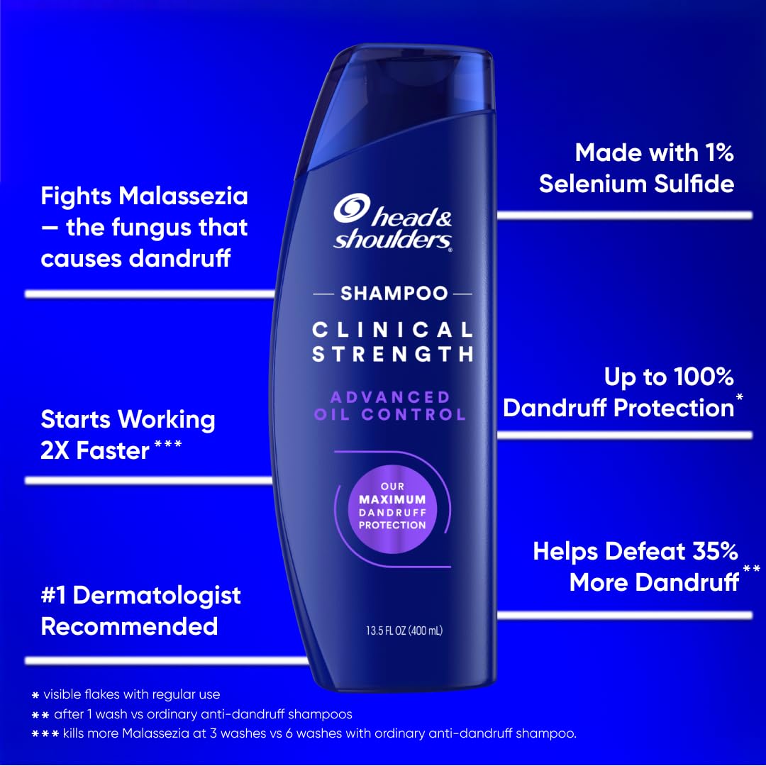 Head & Shoulders Clinical Strength scalp closeup highlighting relief from flakes and oil.