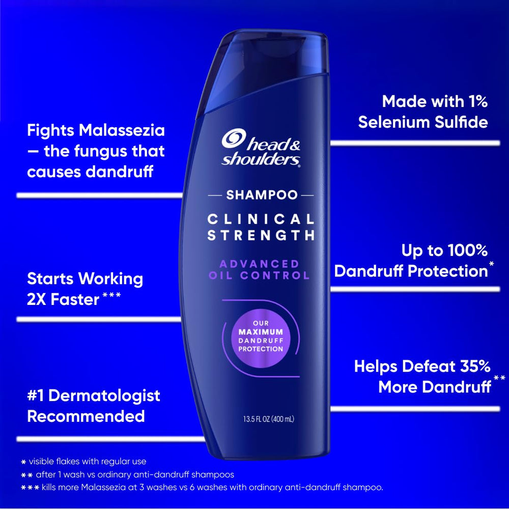 Head & Shoulders Clinical Strength scalp closeup highlighting relief from flakes and oil.
