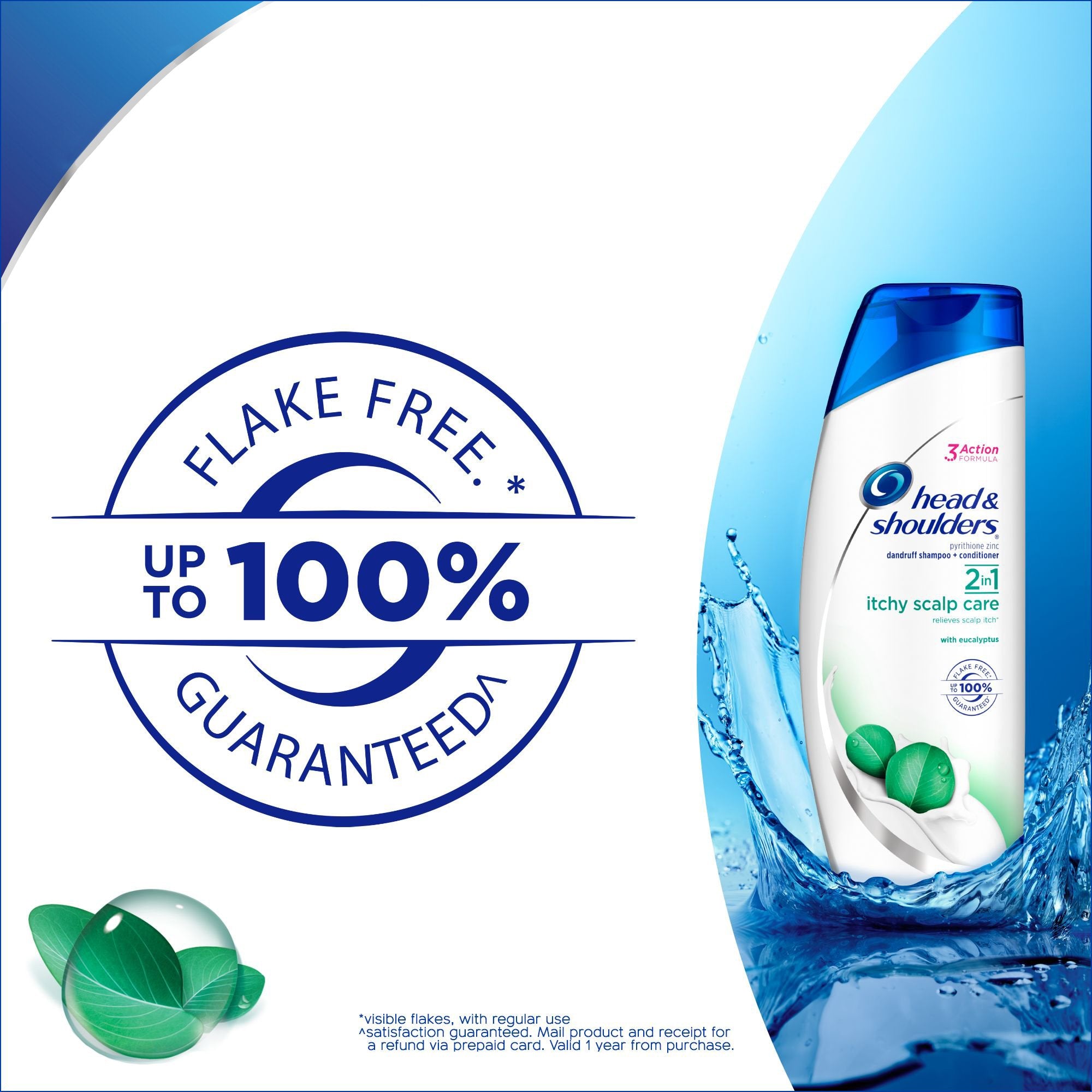 Head & Shoulders eucalyptus formula bottle delivering soothing wash experience.