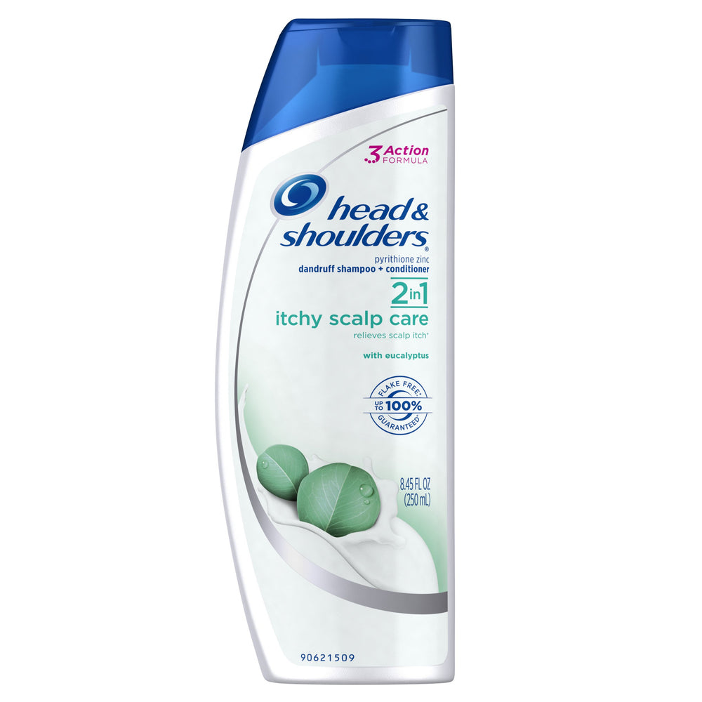 Head & Shoulders itchy scalp care bottle with eucalyptus for cooling relief.