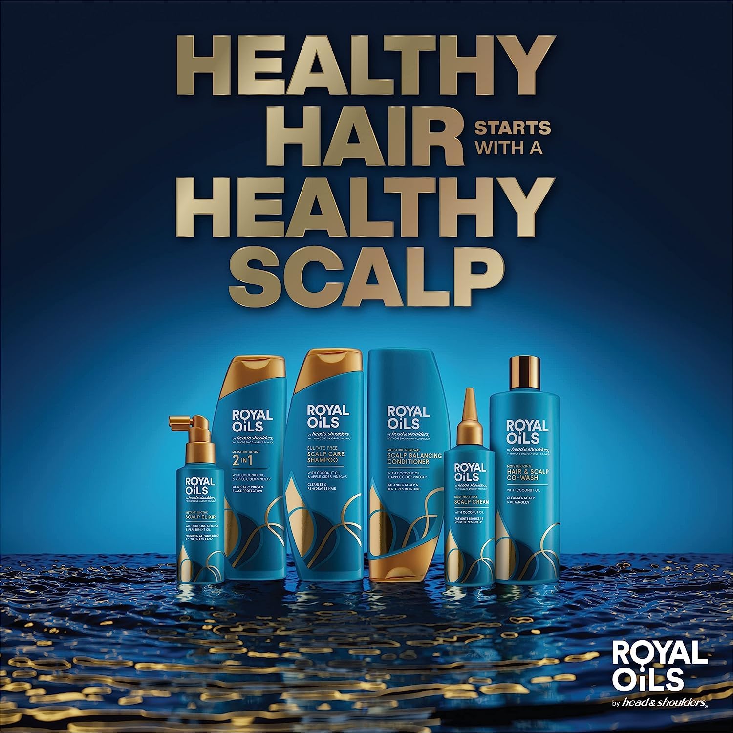 Head & Shoulders Royal Oils Conditioner bottle highlights coconut oil benefits for balanced moisture.