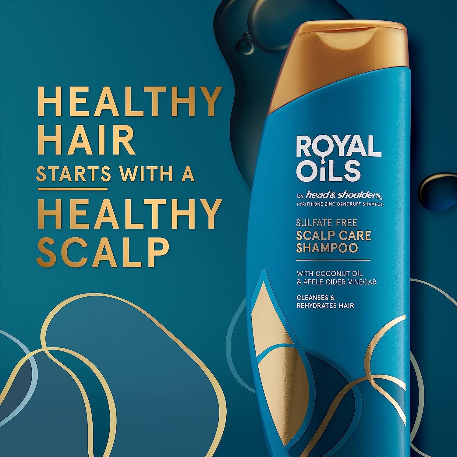 Head & Shoulders Royal Oils moisturizing shampoo bottle provides hydration for curls.