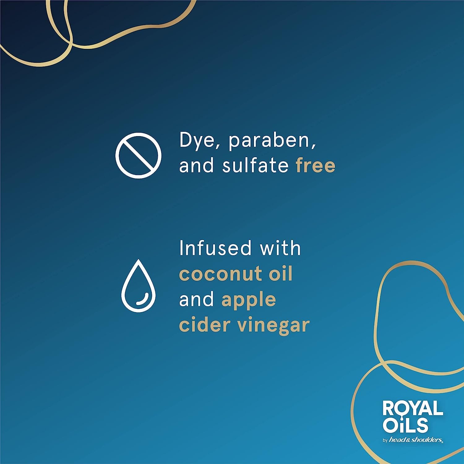 Head & Shoulders Royal Oils Shampoo closeup bottle showcases sulfate-free formula for curls.